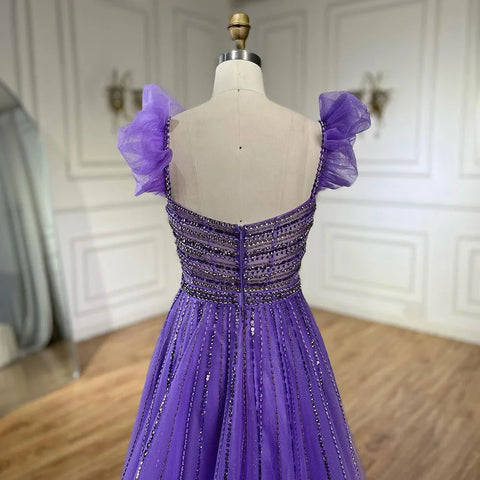 Vestido de noche árabe elegante color melocotón con cuentas, corte en A, escote barco, vestido de lujo para mujer, vestido largo de fiesta LA72324 