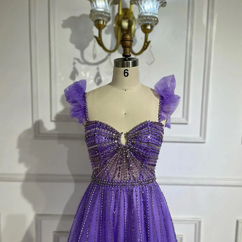 Vestido de noche árabe elegante color melocotón con cuentas, corte en A, escote barco, vestido de lujo para mujer, vestido largo de fiesta LA72324 