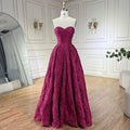 Robe de soirée élégante style arabe fuchsia, luxueuse robe trapèze sans manches, style Dubaï, modèle long, LA70699, 2025 