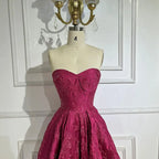 Robe de soirée élégante style arabe fuchsia, luxueuse robe trapèze sans manches, style Dubaï, modèle long, LA70699, 2025 