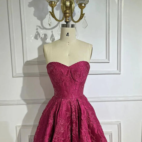 Vestidos de noche elegantes color fucsia árabe 2025. Vestido largo formal sin mangas de corte línea A de lujo de Dubái, diseño LA70699 