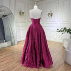 Robe de soirée élégante style arabe fuchsia, luxueuse robe trapèze sans manches, style Dubaï, modèle long, LA70699, 2025 