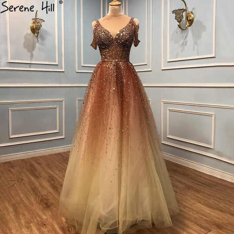 Vestidos de noche rojos con degradado árabe, colección 2025, con cuentas, corte en A, sexis, para mujer, ideales para bodas y fiestas (LA70983) 