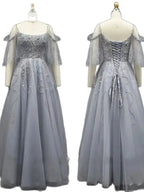 Robe de soirée de luxe style arabe gris, coupe trapèze, à lacets et perles, pour femme, tenue de mariage, modèle Dubaï, 2025, LA72256 