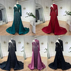 Robe de soirée élégante style sirène, asymétrique, verte, perlée, luxueuse, style Dubaï, pour femmes, pour fête de mariage, LA72550 