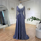 Vestido de noche de lujo estilo sirena, elegante, de satén verde árabe, con encaje y cuentas, ideal para bodas y fiestas (LA71860A) 