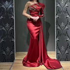 Arabic Green Mermaid V-Neck Evening Dresses Gowns Elegant Overskirt Luxury Lace Beaded 2025 For Women Party LA71578