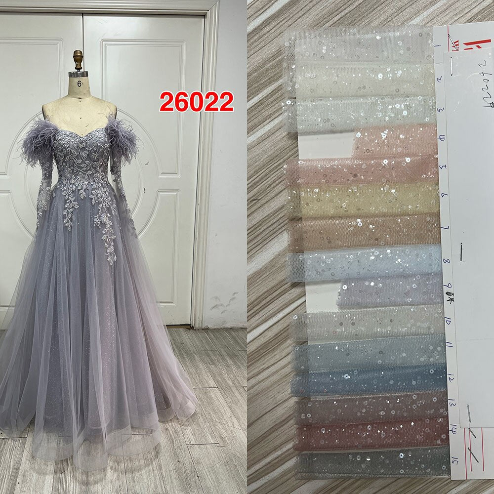 Heavy Beading Tassel Silver Lilac Mermaid Evening Dress LA71814