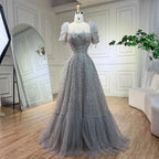 Vestido de noche corto de lujo, elegante, de corte A, sin mangas, color lila árabe, con cuentas, para mujer, ideal para bodas y fiestas (2025) LA72273 