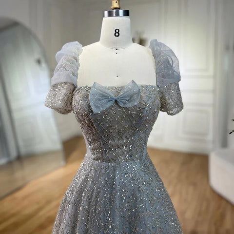 Arabic Lilac Elegant A Line Short Sleeveless Luxury Evening Dresses Beaded For Women Wedding Party 2025 LA72273