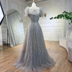 Vestido de noche corto de lujo, elegante, de corte A, sin mangas, color lila árabe, con cuentas, para mujer, ideal para bodas y fiestas (2025) LA72273 