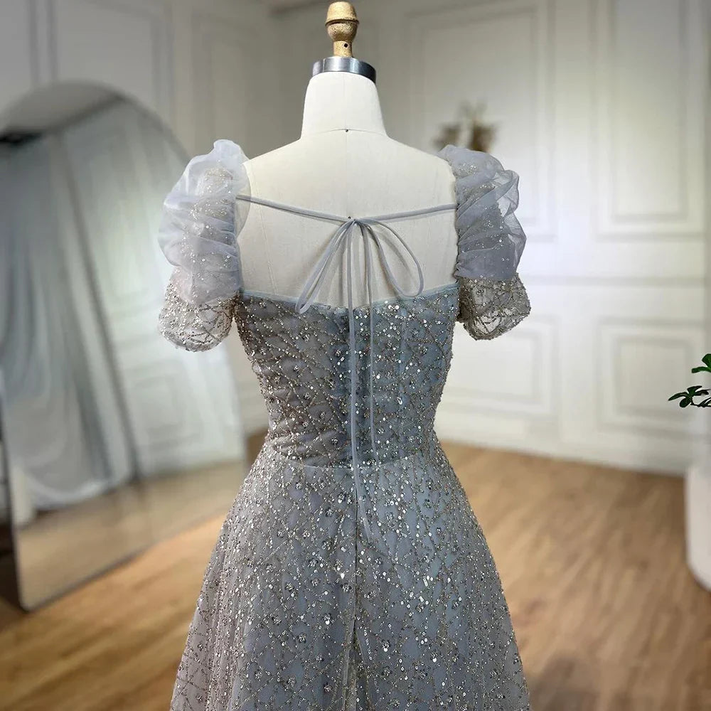Vestido de noche corto de lujo, elegante, de corte A, sin mangas, color lila árabe, con cuentas, para mujer, ideal para bodas y fiestas (2025) LA72273 