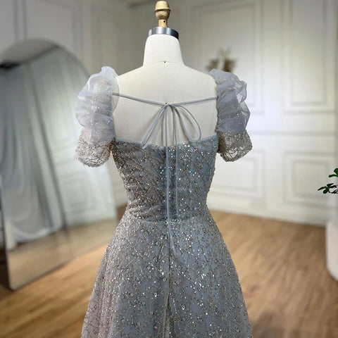 Arabic Lilac Elegant A Line Short Sleeveless Luxury Evening Dresses Beaded For Women Wedding Party 2025 LA72273