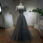 Vestido de noche corto de lujo, elegante, de corte A, sin mangas, color lila árabe, con cuentas, para mujer, ideal para bodas y fiestas (2025) LA72273 
