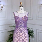 Robe de soirée longue style sirène lilas, élégante, luxueuse, perlée, style Dubaï, pour femme, tenue de mariage, 2025, LA71962 