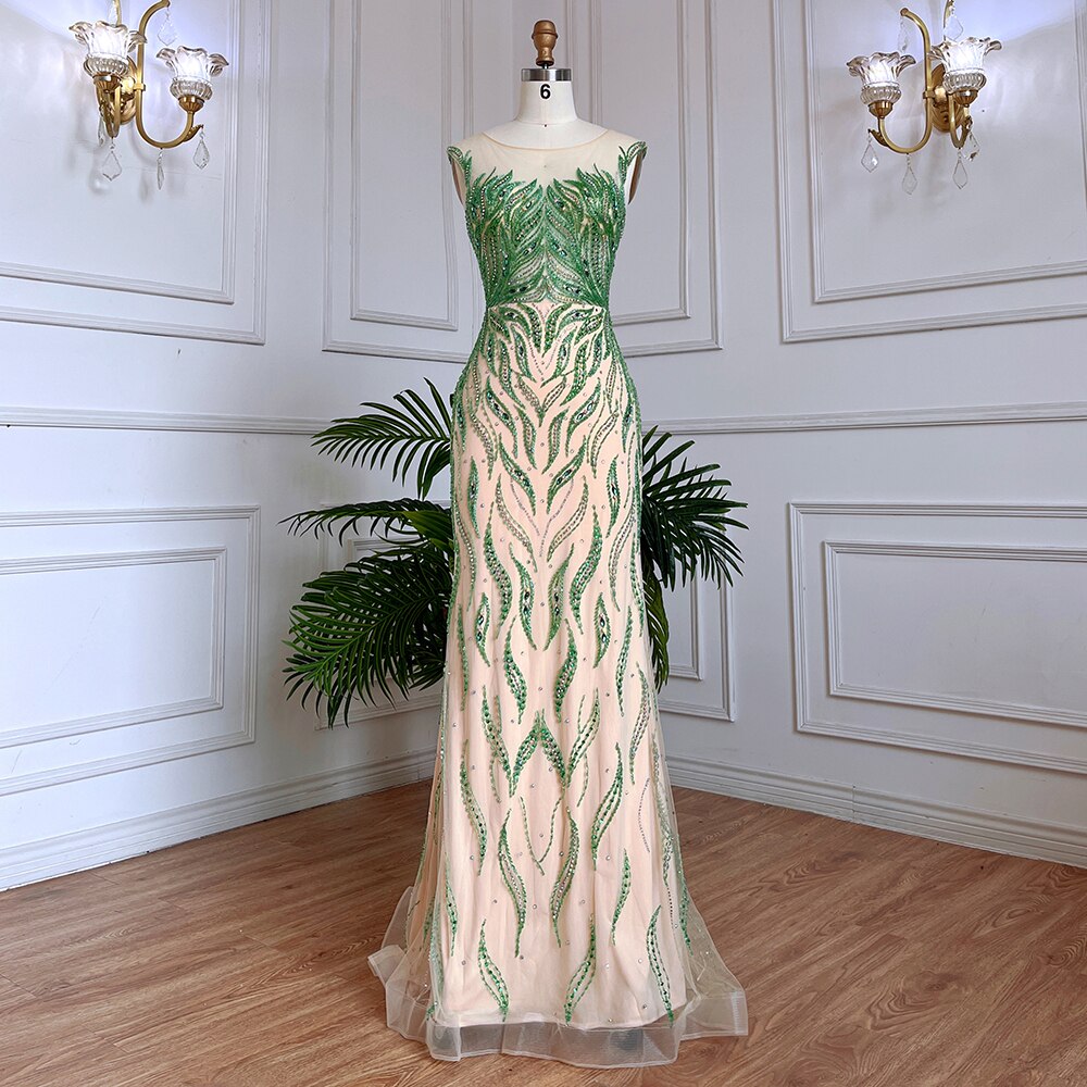 Arabic Lilac Mermaid Elegant Beaded Luxury Dubai Long Evening Dresses Gowns For Women Wedding Party 2025 LA71962