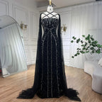 Luxury Aqua Lilac Mermaid Evening Dress with Cape Sleeves LA71905