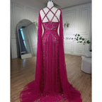 Luxury Aqua Lilac Mermaid Evening Dress with Cape Sleeves LA71905
