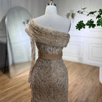 Arabic Nude Mermaid One Shoulder Beaded Luxury Dubai Evening Dresses Gowns For Women Wedding Party 2025 LA72161