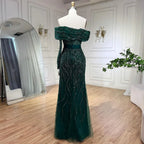 Arabic Nude Mermaid One Shoulder Beaded Luxury Dubai Evening Dresses Gowns For Women Wedding Party 2025 LA72161