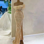 Arabic Nude Mermaid One Shoulder Beaded Luxury Dubai Evening Dresses Gowns For Women Wedding Party 2025 LA72161