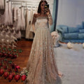 Luxury Dubai Evening Dress Elegant Off Shoulder Long Sleeves LA71803B