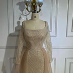 Robe de soirée sirène à col carré et perles, couleur chair, style arabe, luxueuse, pour mariage, LA72320A 