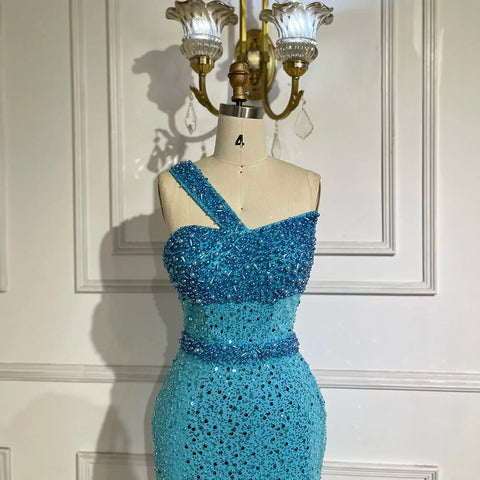 Luxury Dubai Blue Mermaid Evening Dresses LA71713