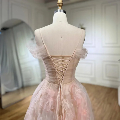 Robe de soirée de luxe rose style arabe, coupe trapèze, avec appliques et lacets, style Dubaï, pour femmes, pour fête de mariage, 2025, LA72274 