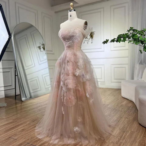 Robe de soirée de luxe rose style arabe, coupe trapèze, avec appliques et lacets, style Dubaï, pour femmes, pour fête de mariage, 2025, LA72274 