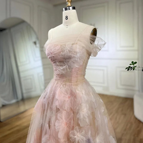 Robe de soirée de luxe rose style arabe, coupe trapèze, avec appliques et lacets, style Dubaï, pour femmes, pour fête de mariage, 2025, LA72274 
