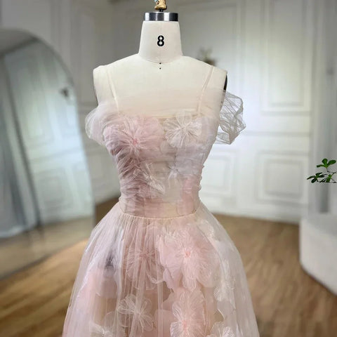 Robe de soirée de luxe rose style arabe, coupe trapèze, avec appliques et lacets, style Dubaï, pour femmes, pour fête de mariage, 2025, LA72274 