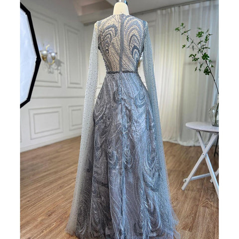 Robe de soirée longue rose style arabe, coupe trapèze, manches cape perlées, tenue de célébrité pour femme, tenue de mariage, LA72133, 2025 