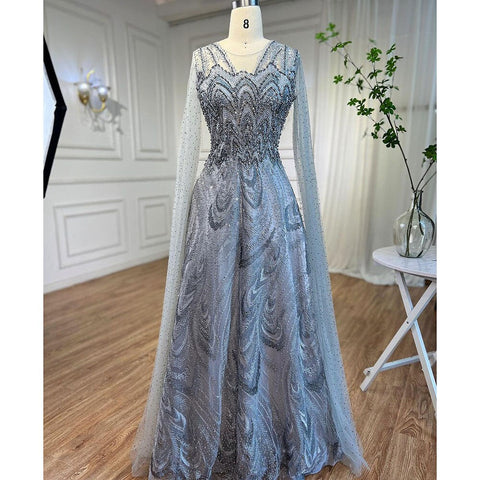 Robe de soirée longue rose style arabe, coupe trapèze, manches cape perlées, tenue de célébrité pour femme, tenue de mariage, LA72133, 2025 