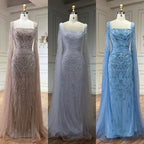 Nude Pink Luxury Evening Dresses with Cape Sleeves LA72261