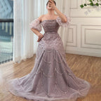 Robe de soirée longue style sirène, élégante et sexy, sans bretelles, avec perles, style arabe, rose, pour femmes, fête de mariage, 2025, LA72130 