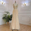Robe de soirée sirène rose élégante et sexy à col en V, luxueuse, ornée de perles et de plumes, pour femme, modèle 2025, LA71900 