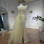 Arabic Pink Mermaid Elegant One Shoulder Beaded Luxury Evening Dresses Gowns For Women Wedding Party 2025 LA72561