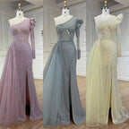 Arabic Pink Mermaid Elegant One Shoulder Beaded Luxury Evening Dresses Gowns For Women Wedding Party 2025 LA72561