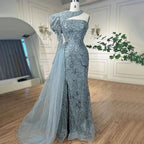 Robe de soirée sirène rose élégante, asymétrique, fendue, avec perles, pour femme, tenue de mariage, modèle 2025, LA72188 