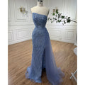 Arabic Pink Mermaid Luxury  Beaded Strapless Elegant Evening Dresses Gowns 2025 For Women Party LA71795