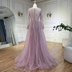 Arabic Pink With Overskirt Mermaid Beaded Evening Dresses Luxury Gowns 2025 for Women's Wedding Party 2025 LA72584