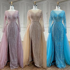 Arabic Pink With Overskirt Mermaid Beaded Evening Dresses Luxury Gowns 2025 for Women's Wedding Party 2025 LA72584