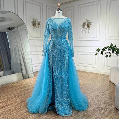 Robe de soirée sirène rose arabe avec jupe, robe de luxe perlée, pour mariage, 2025, LA72584 
