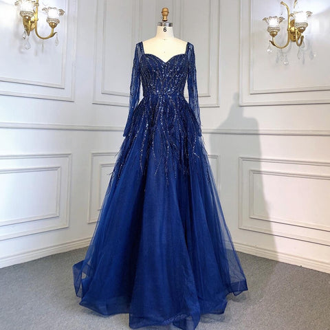 Robe de soirée de luxe arabe en plumes et perles faites à la main 2025 LA71468