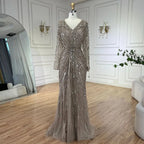 Vestidos de noche estilo sirena, elegantes, color turquesa árabe, con cuentas y abertura lateral, para mujer, ideales para bodas y fiestas (LA72007) 