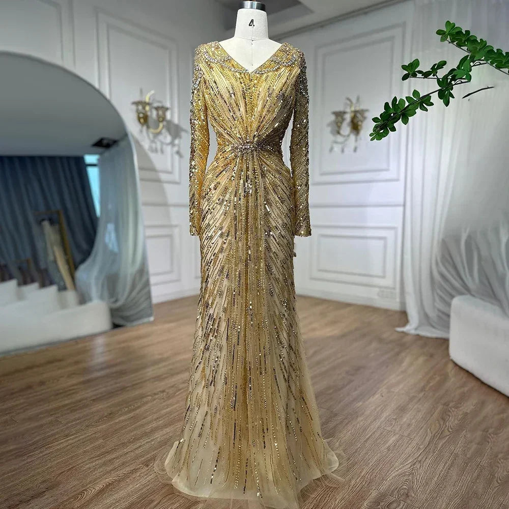 Vestidos de noche estilo sirena, elegantes, color turquesa árabe, con cuentas y abertura lateral, para mujer, ideales para bodas y fiestas (LA72007) 
