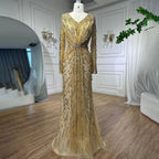 Vestidos de noche estilo sirena, elegantes, color turquesa árabe, con cuentas y abertura lateral, para mujer, ideales para bodas y fiestas (LA72007) 