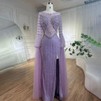 Vestido de noche elegante de lujo con mangas estilo capa y cuentas de sirena turquesa árabe para mujer, ideal para bodas 2025 LA72246 
