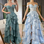 Robe de soirée arabe turquoise à bretelles et perles, fendue sur le devant, pour une occasion formelle (2025 LA72593A)
